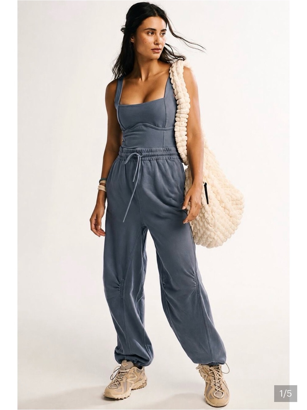 Free people Movement inbound onesie in washed gray.